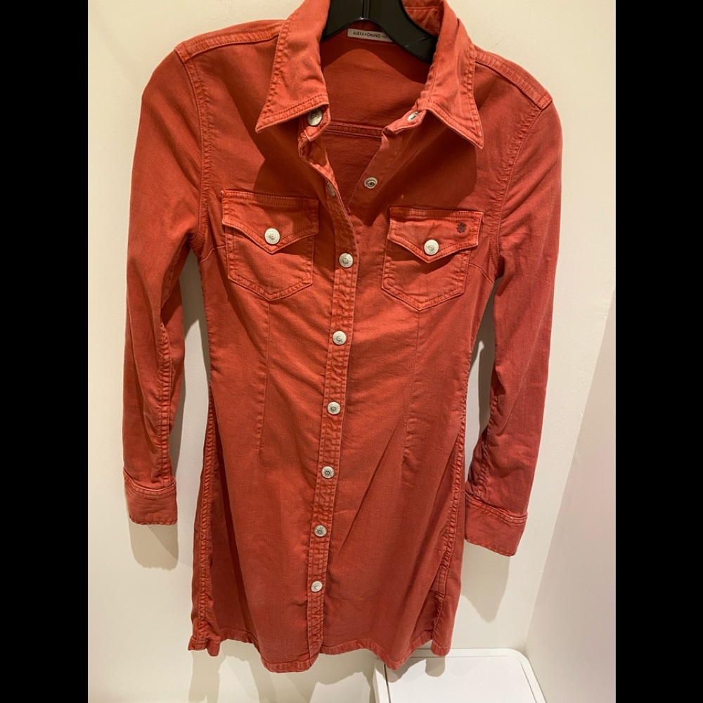 Alexa Ching for AG red denim dress